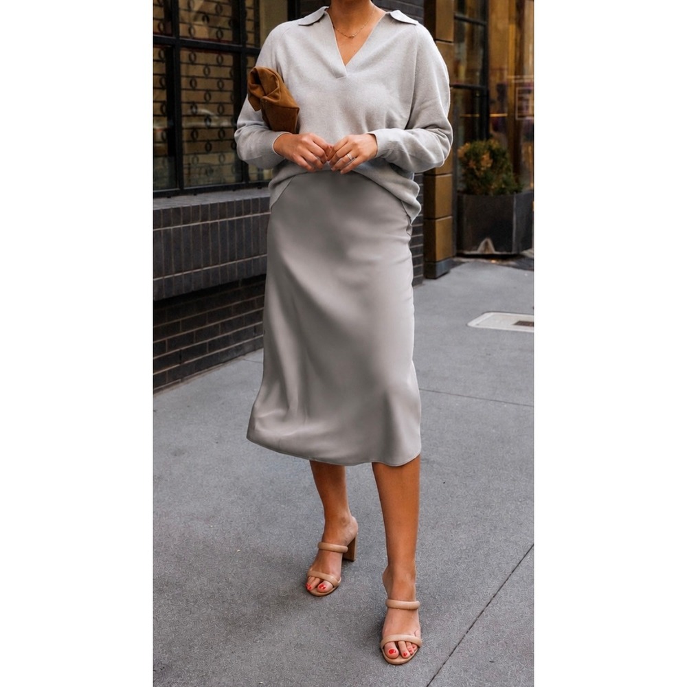 New With Tags Sold Out J.Crew Gwyneth Slip Skirt Silver Satin Midi Size S